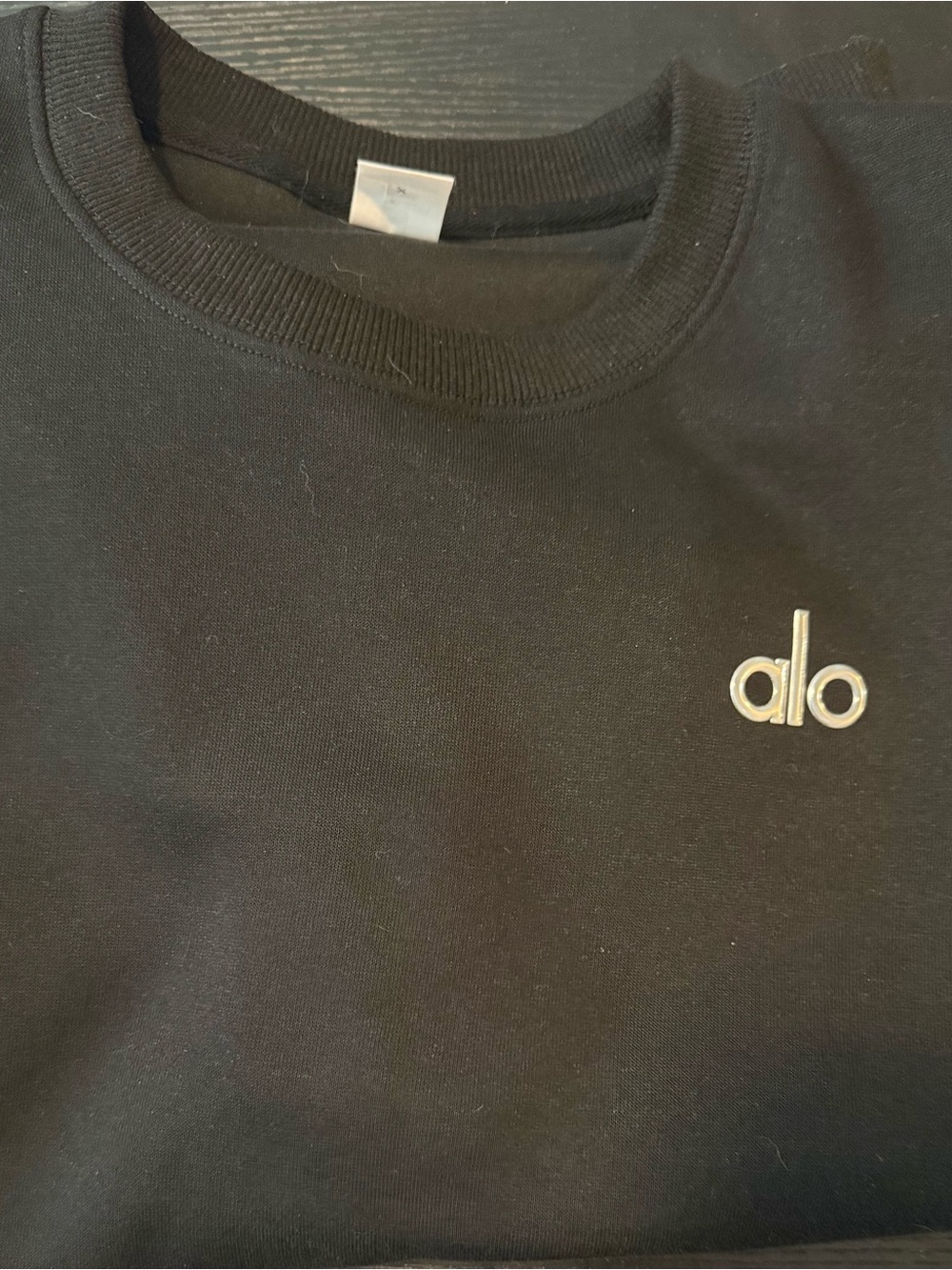 ALO Black Crewneck with Silver Logo